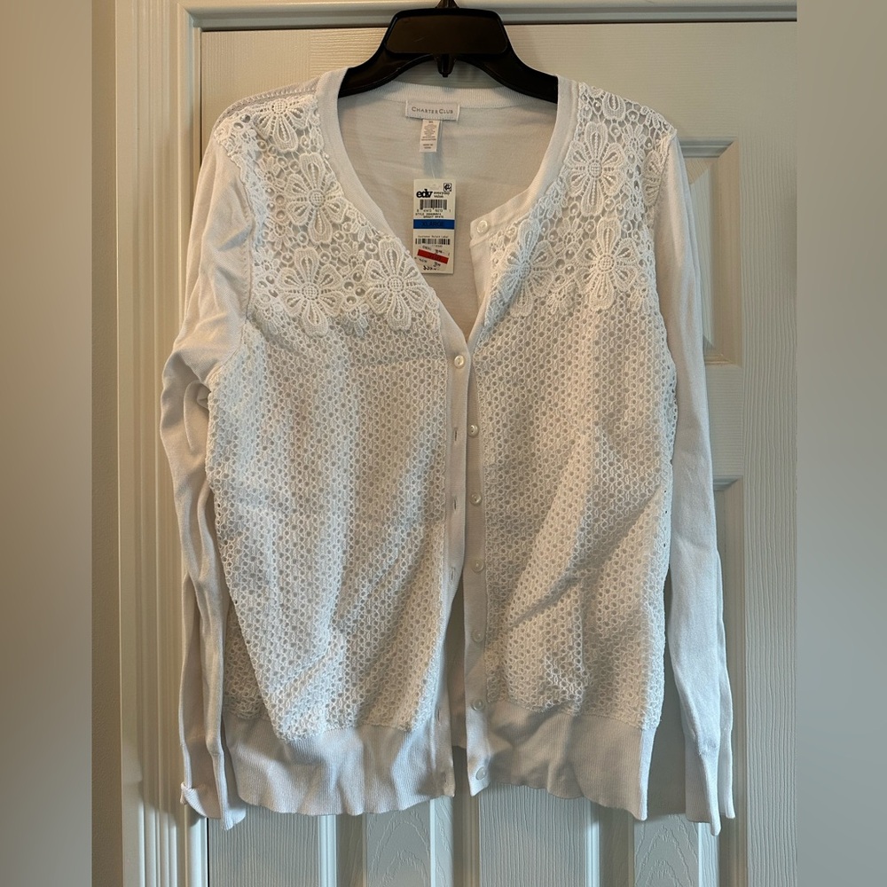 Lace Button-Up Cardigan Sweater